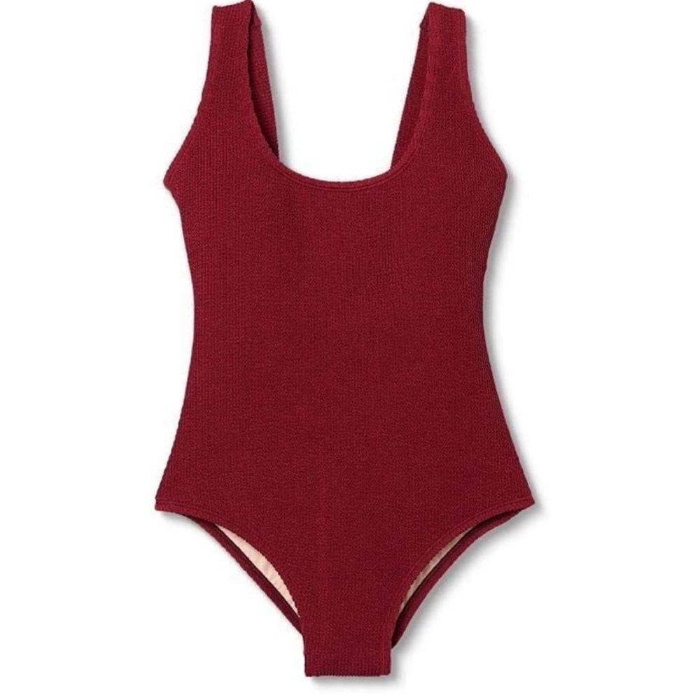 Kona Sol Women's Square Neck Medium One Piece Swimsuit Red M -NWOT XL -NWT